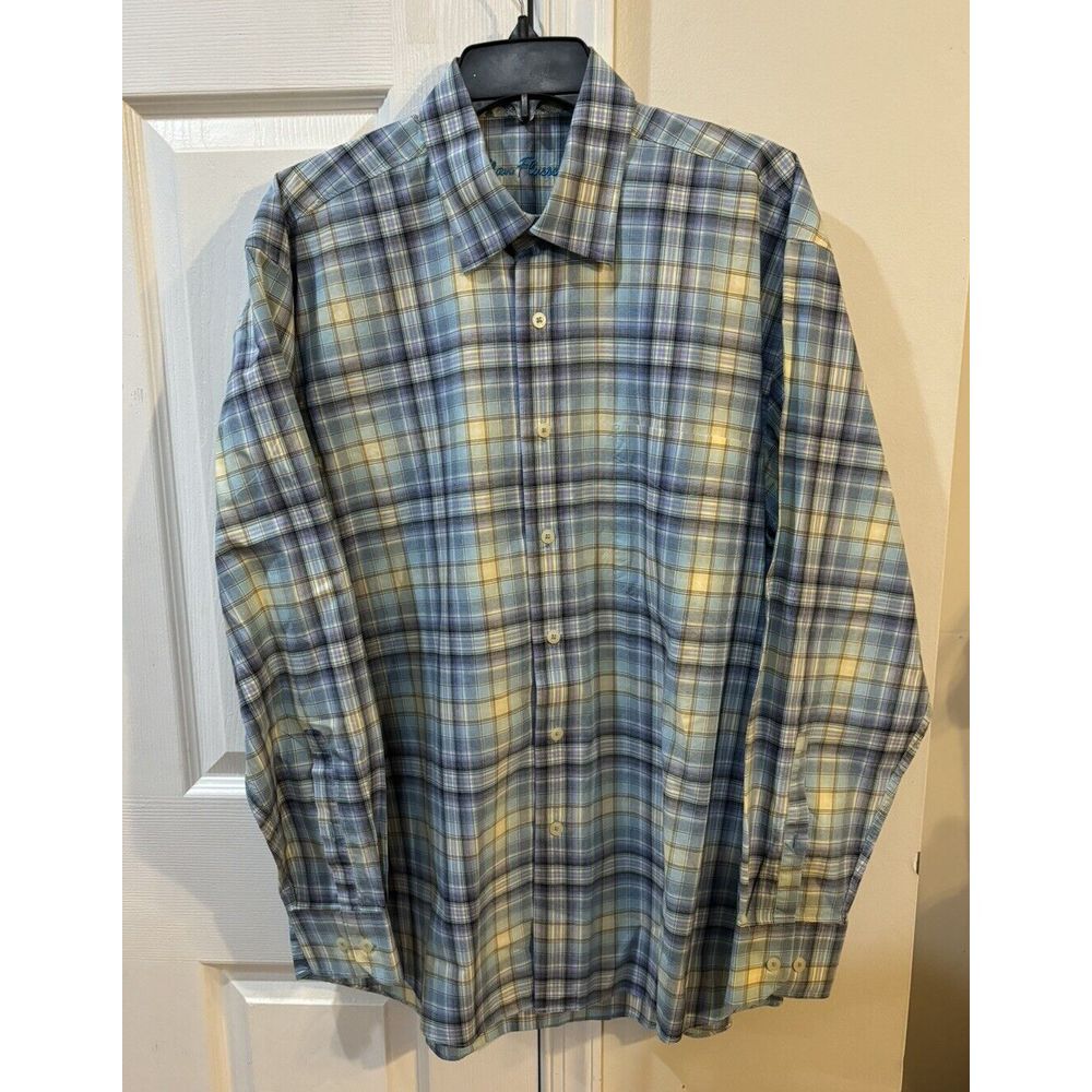 Alan Flusser Men's Long Sleeve Button‎ Down Shirt Sz L Plaid